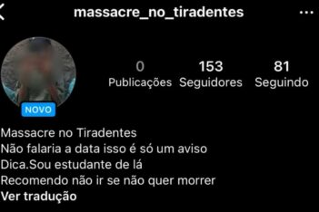 Anúncio do massacre feito pelo adolescente