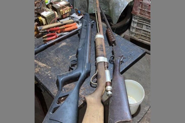Armas de fogo apreendidas na residência do suspeito